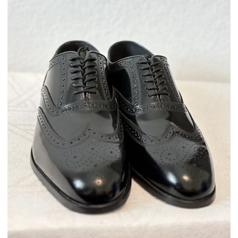 Florsheim Lexington Men's Black Wing-Tip Leather Oxford Shoes Size 9.5D